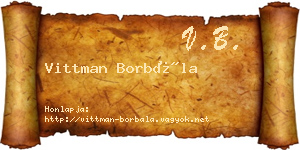 Vittman Borbála névjegykártya